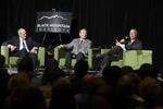 Photo of Alex Jones (left), Jim Lehrer (middle), and Brian Greenspun (right) at Black Mountain Institute event "The Death of Old News" in September 2010. by Black Mountain Institute